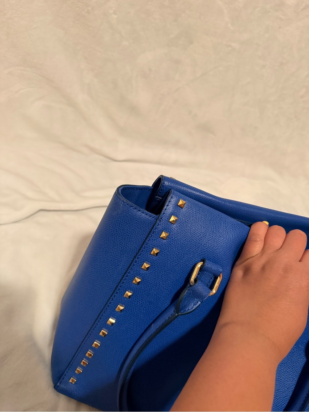 Russet Studded Leather Tote Bag with Tassel - Picture 10 of 16